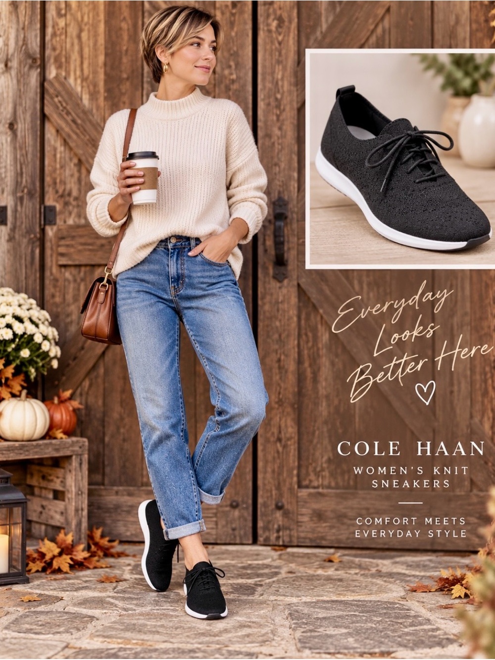 Cole Haan Women’s Black Knit Sneakers Size 9.5